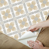 York Wallcoverings Mimi Neutral Quilted Floral Peel & Stick Beige Wallpaper