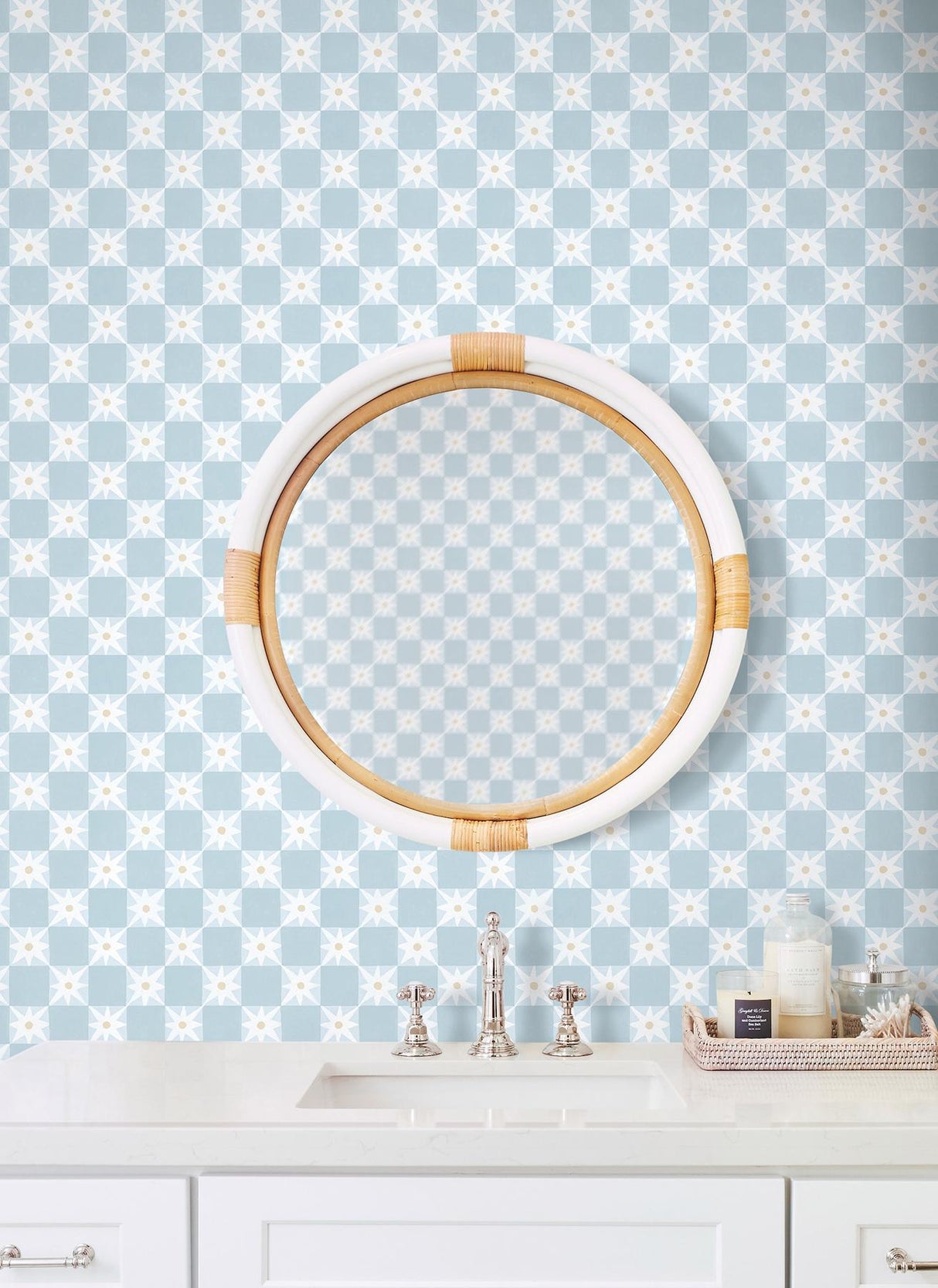 York Wallcoverings Stardust Blue Checkerboard Peel & Stick Blue Wallpaper