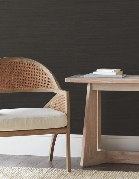 York Wallcoverings Natural Sisal Black Peel & Stick Grasscloth Black Wallpaper