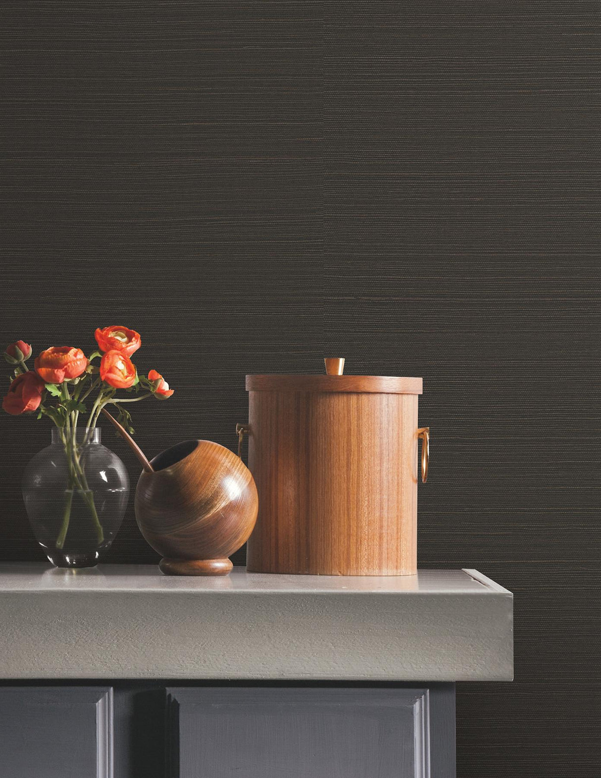 York Wallcoverings Natural Sisal Black Peel & Stick Grasscloth Black Wallpaper