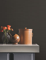 York Wallcoverings Natural Sisal Black Peel & Stick Grasscloth Black Wallpaper