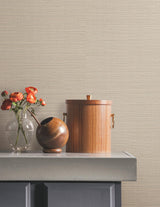York Wallcoverings Natural Sisal Warm Grey Peel & Stick Grasscloth Grey Wallpaper