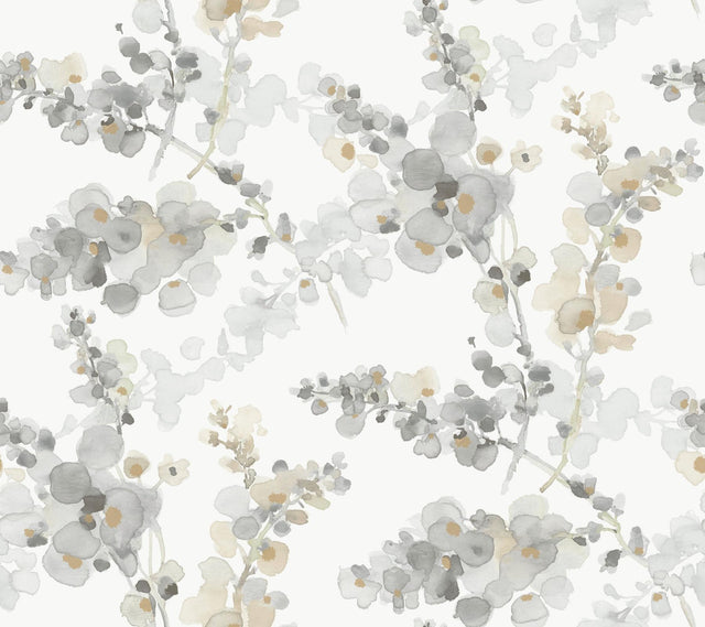 Candice Olson Blossom Fling Steel Peel & Stick Grey Wallpaper