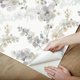 Candice Olson Blossom Fling Steel Peel & Stick Grey Wallpaper