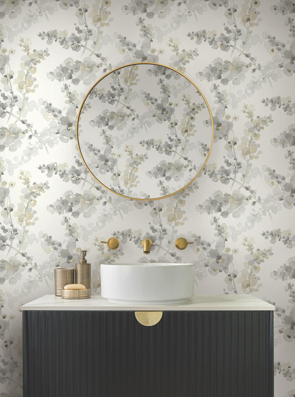 Candice Olson Blossom Fling Steel Peel & Stick Grey Wallpaper
