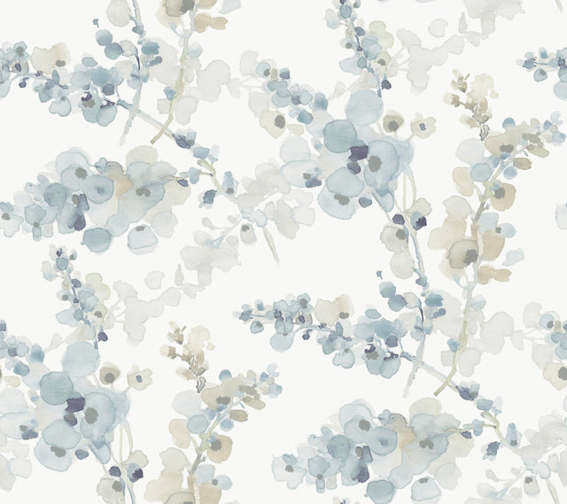 Candice Olson Blossom Fling Blue Peel & Stick Blue Wallpaper