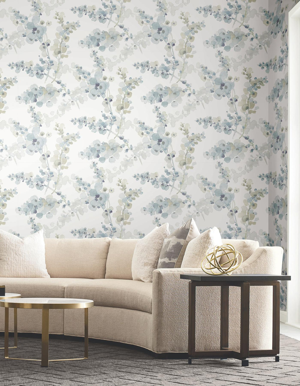 Candice Olson Blossom Fling Blue Peel & Stick Blue Wallpaper
