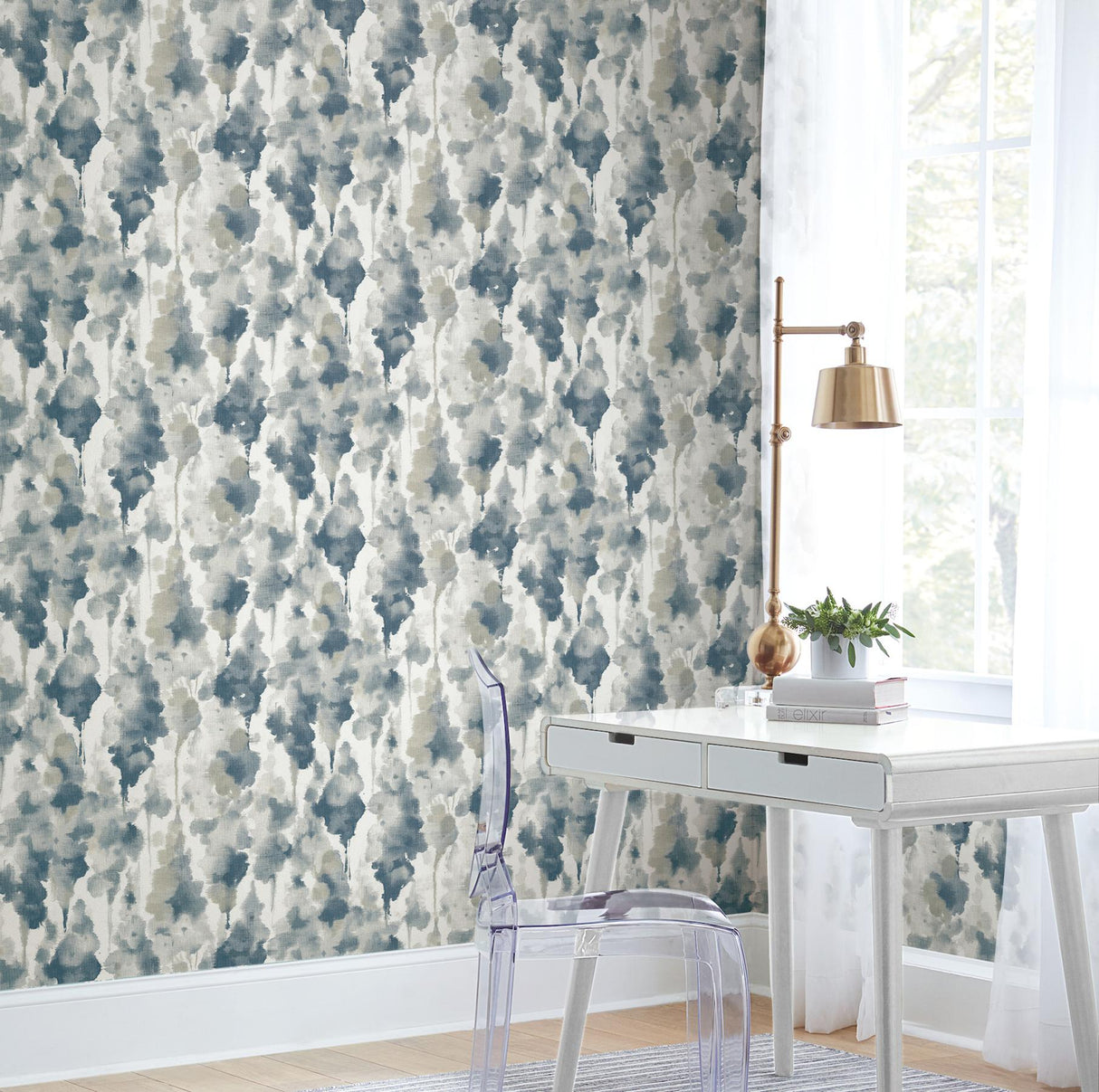 Candice Olson Mirage Navy Peel & Stick Blue Wallpaper