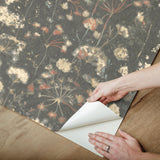 Candice Olson Botanical Fantasy Red & Blue Peel & Stick Grey Wallpaper