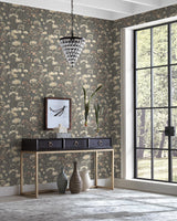 Candice Olson Botanical Fantasy Red & Blue Peel & Stick Grey Wallpaper
