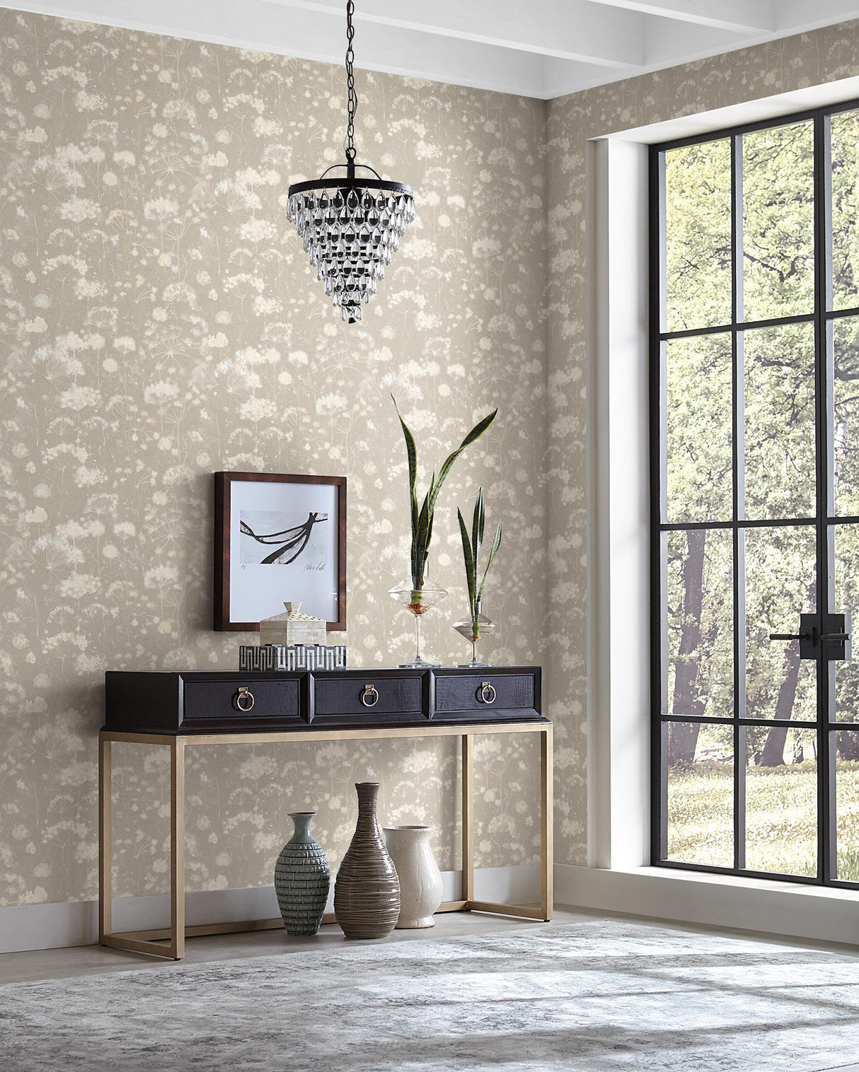 Candice Olson Botanical Fantasy Soft Taupe Peel & Stick Beige Wallpaper