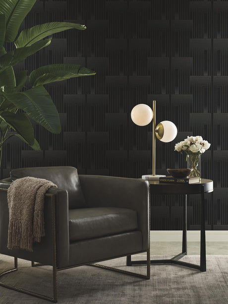 Candice Olson Vanishing Black & Copper Peel & Stick Black Wallpaper
