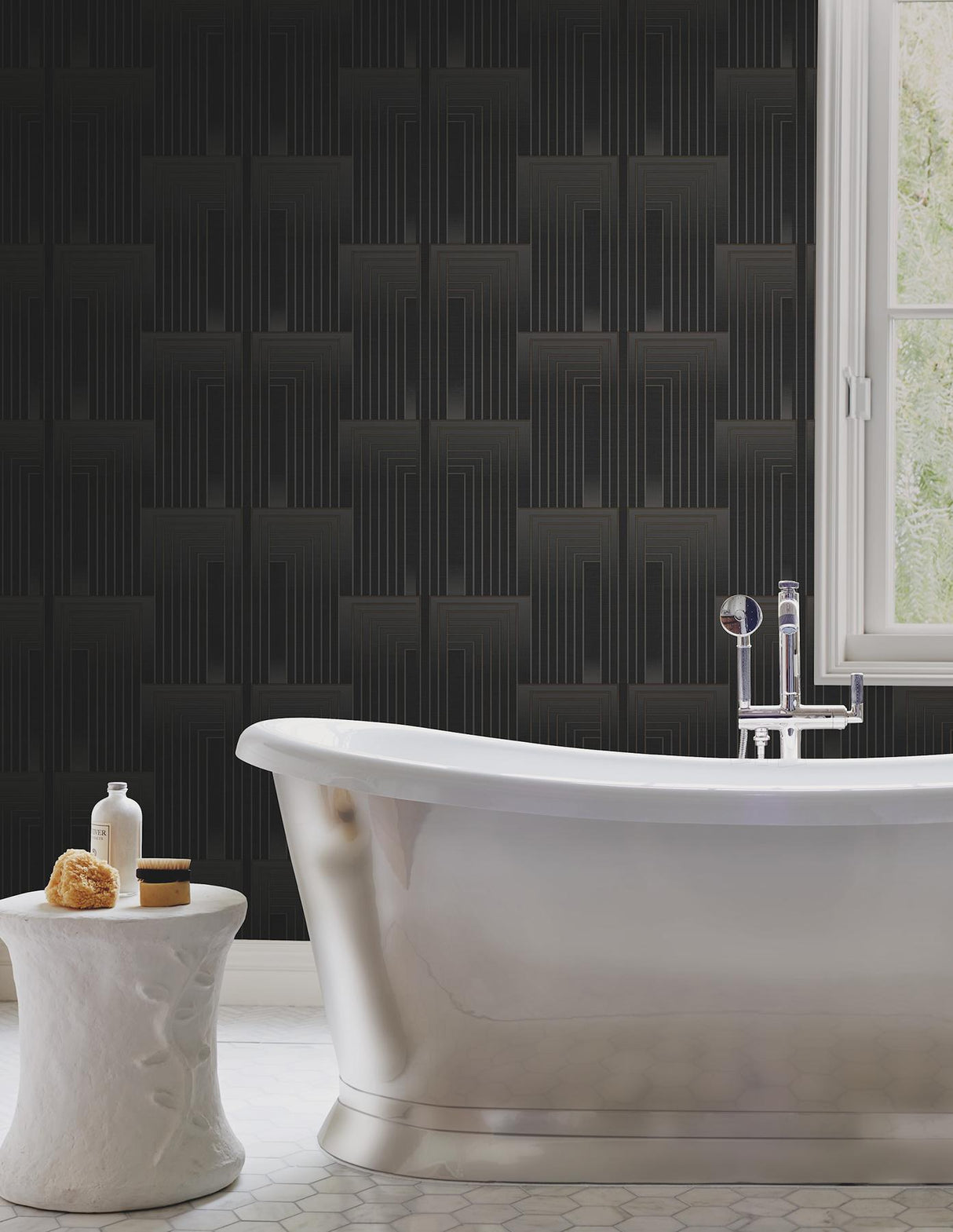 Candice Olson Vanishing Black & Copper Peel & Stick Black Wallpaper