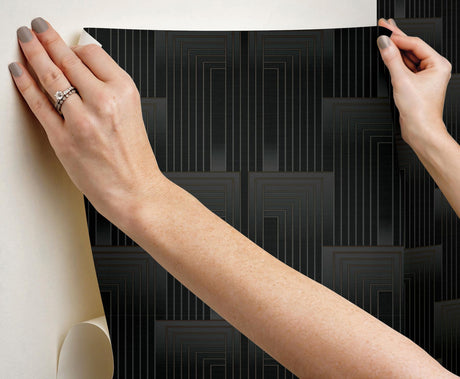 Candice Olson Vanishing Black & Copper Peel & Stick Black Wallpaper