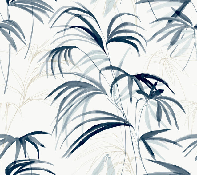 Candice Olson Inky Palms Blue Peel & Stick Blue Wallpaper