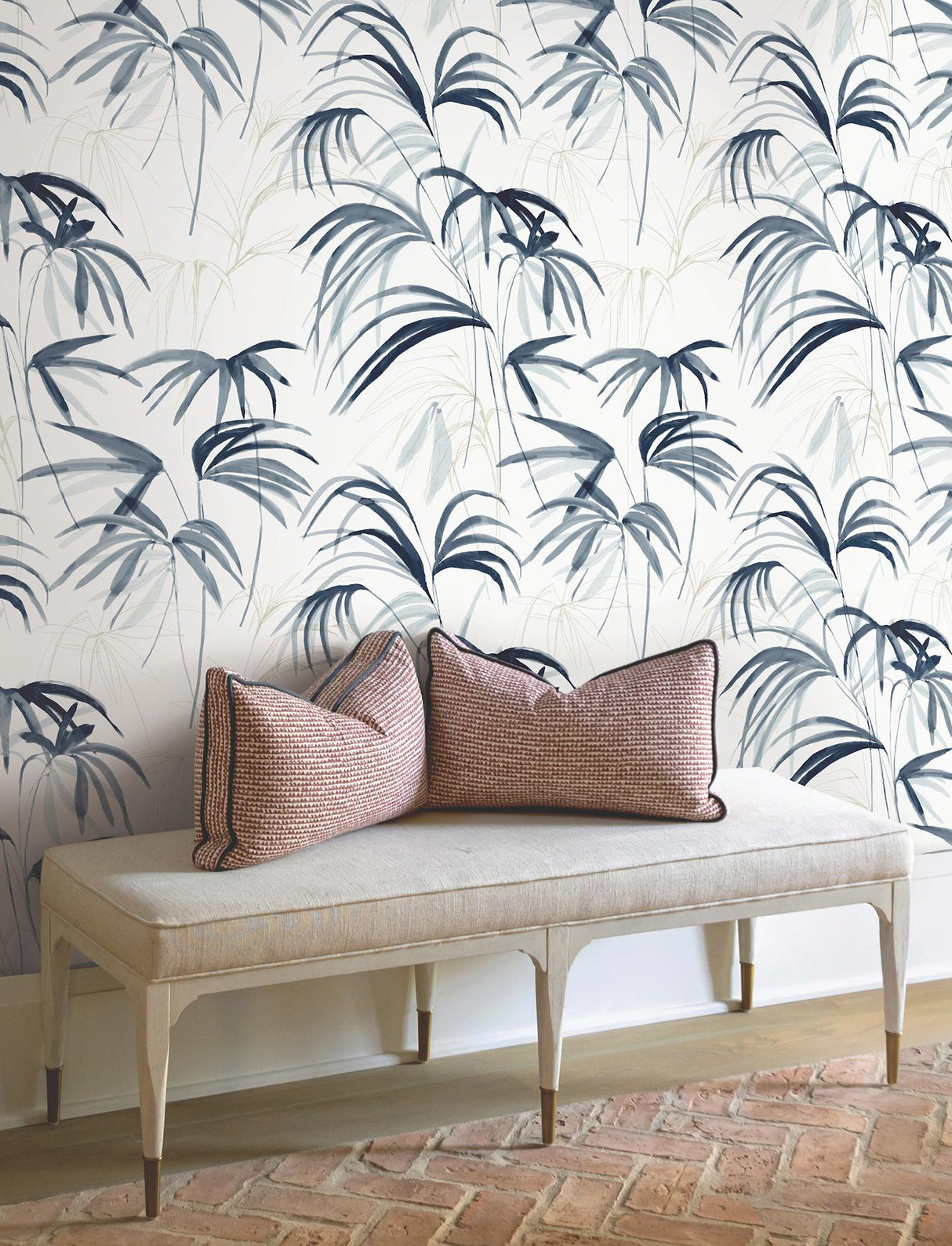 Candice Olson Inky Palms Blue Peel & Stick Blue Wallpaper