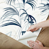 Candice Olson Inky Palms Blue Peel & Stick Blue Wallpaper