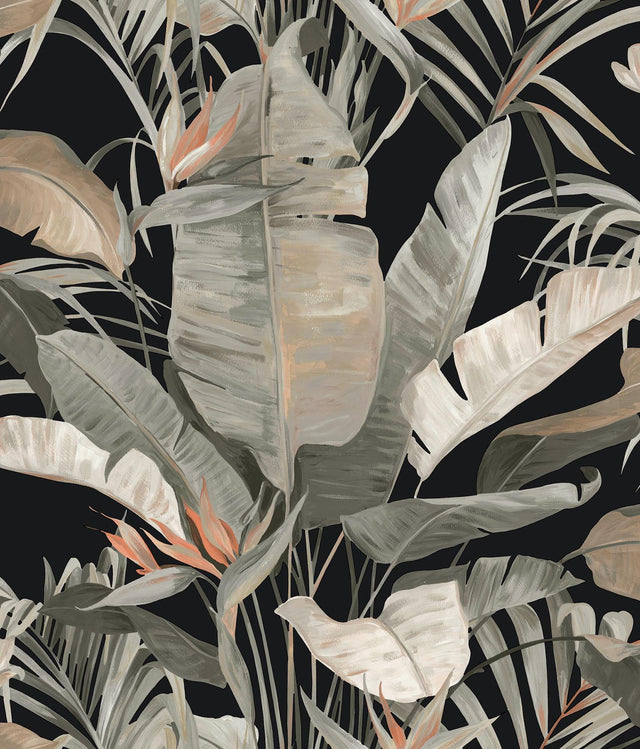 Candice Olson Tropical Cabana Black Peel & Stick Grey Wallpaper