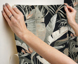 Candice Olson Tropical Cabana Black Peel & Stick Grey Wallpaper