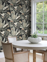 Candice Olson Tropical Cabana Black Peel & Stick Grey Wallpaper