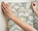 Candice Olson Abalone Fans Smokey Peel & Stick Grey Wallpaper