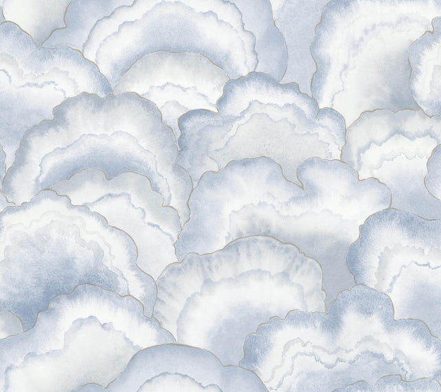 Candice Olson Abalone Fans Blue Peel & Stick Blue Wallpaper