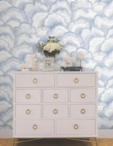 Candice Olson Abalone Fans Blue Peel & Stick Blue Wallpaper