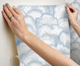 Candice Olson Abalone Fans Blue Peel & Stick Blue Wallpaper