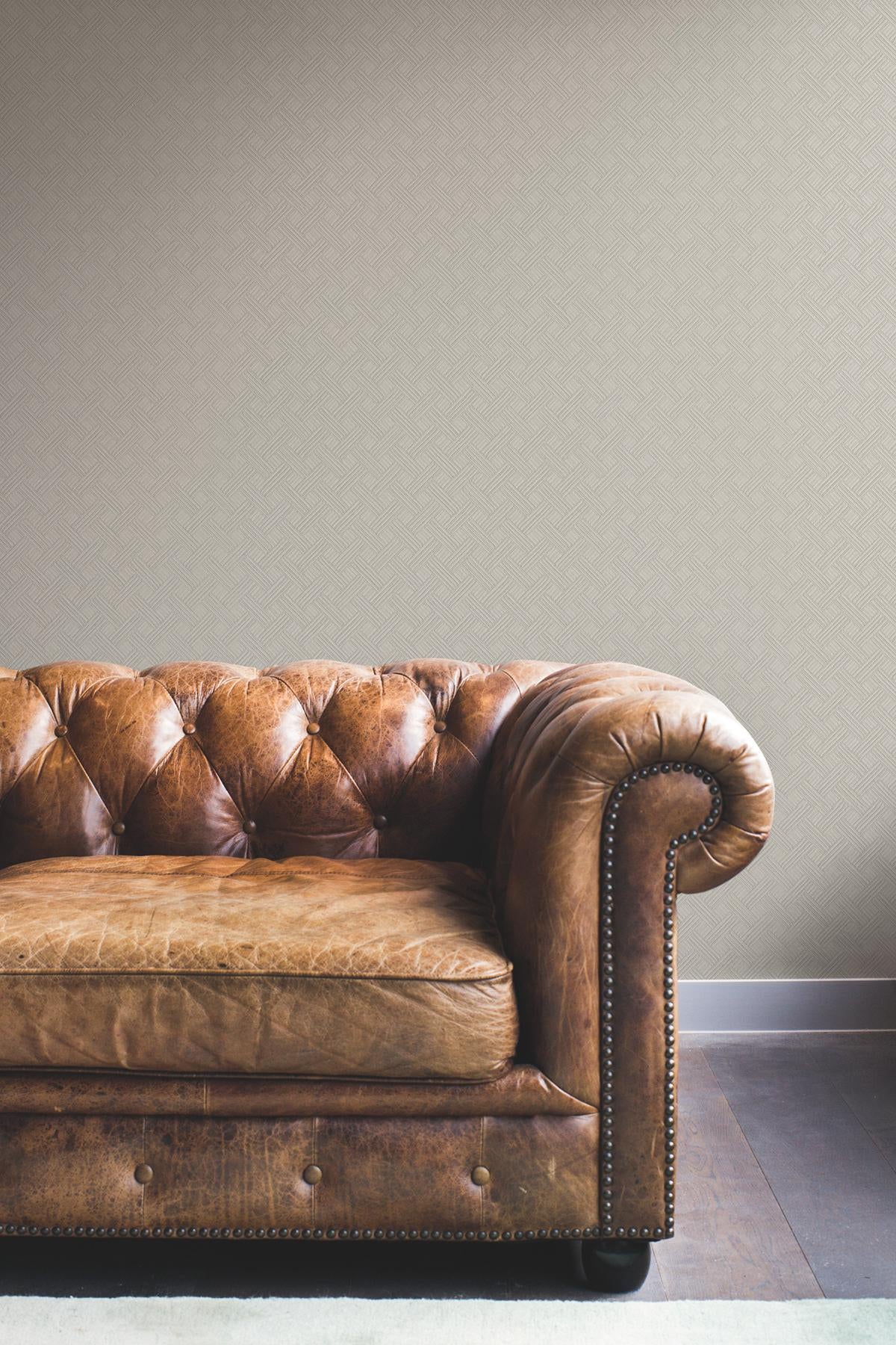 Ronald Redding Designs Wickwork Pearl Trax Off-White Wallpaper