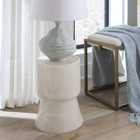 Jamie Young Huntington Garden Glass Stool, Cream