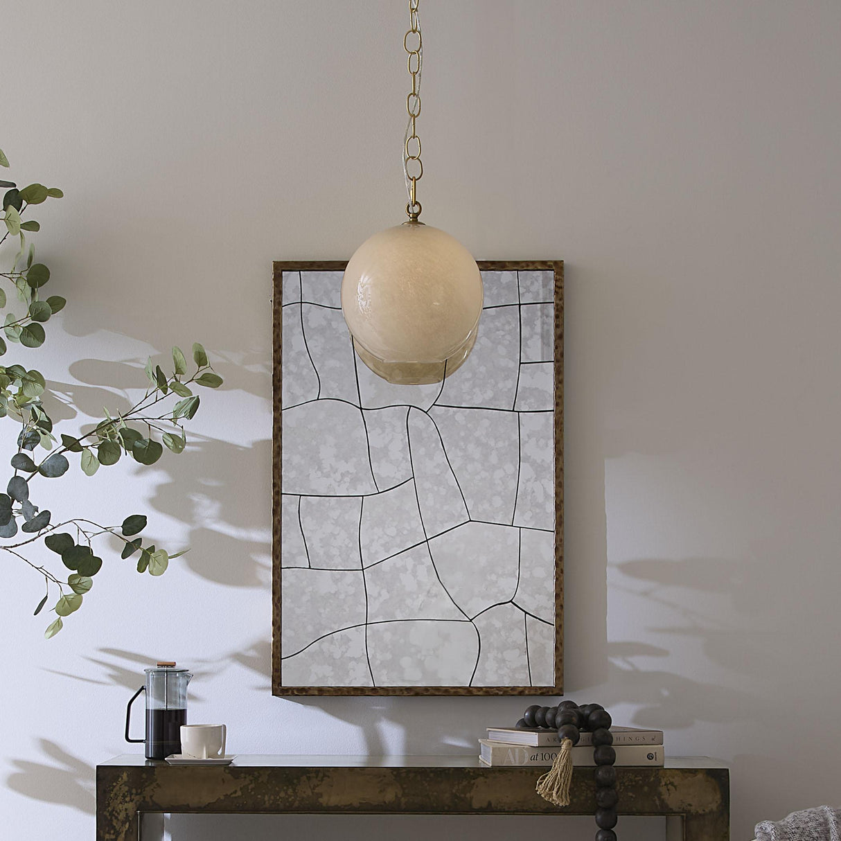 Jamie Young Camber 1-Light Blown Glass Pendant, Taupe