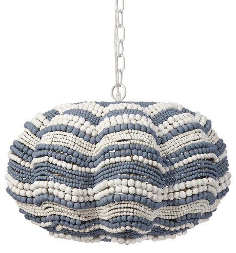 Jamie Young Clamshell Wood Beaded 4-Light Small Chandelier