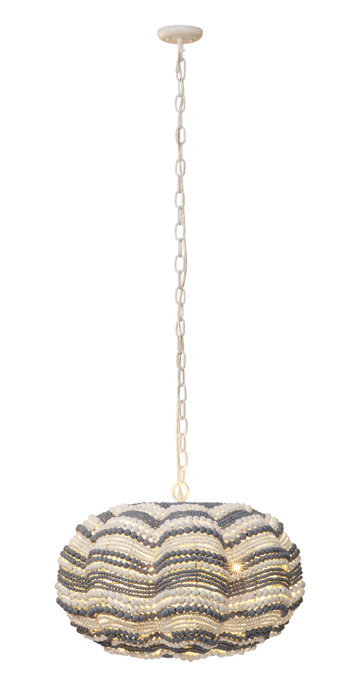 Jamie Young Clamshell Wood Beaded 4-Light Small Chandelier