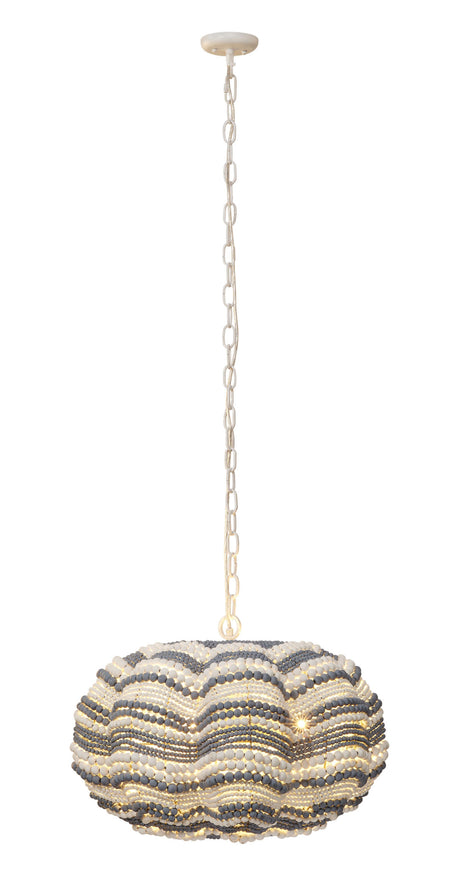 Jamie Young Clamshell Wood Beaded 4-Light Small Chandelier