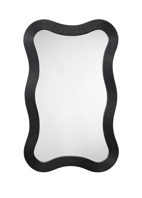 Jamie Young Deli Wavy Bamboo Wall Mirror, Black