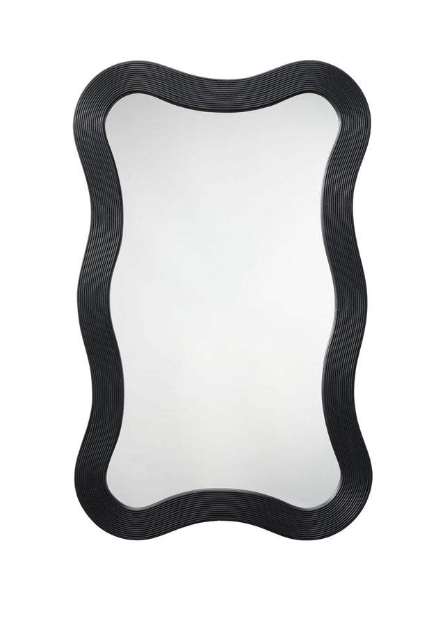 Jamie Young Deli Wavy Bamboo Wall Mirror, Black
