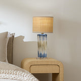 Jamie Young Abstract Ceramic Table Lamp with Raffia Shade
