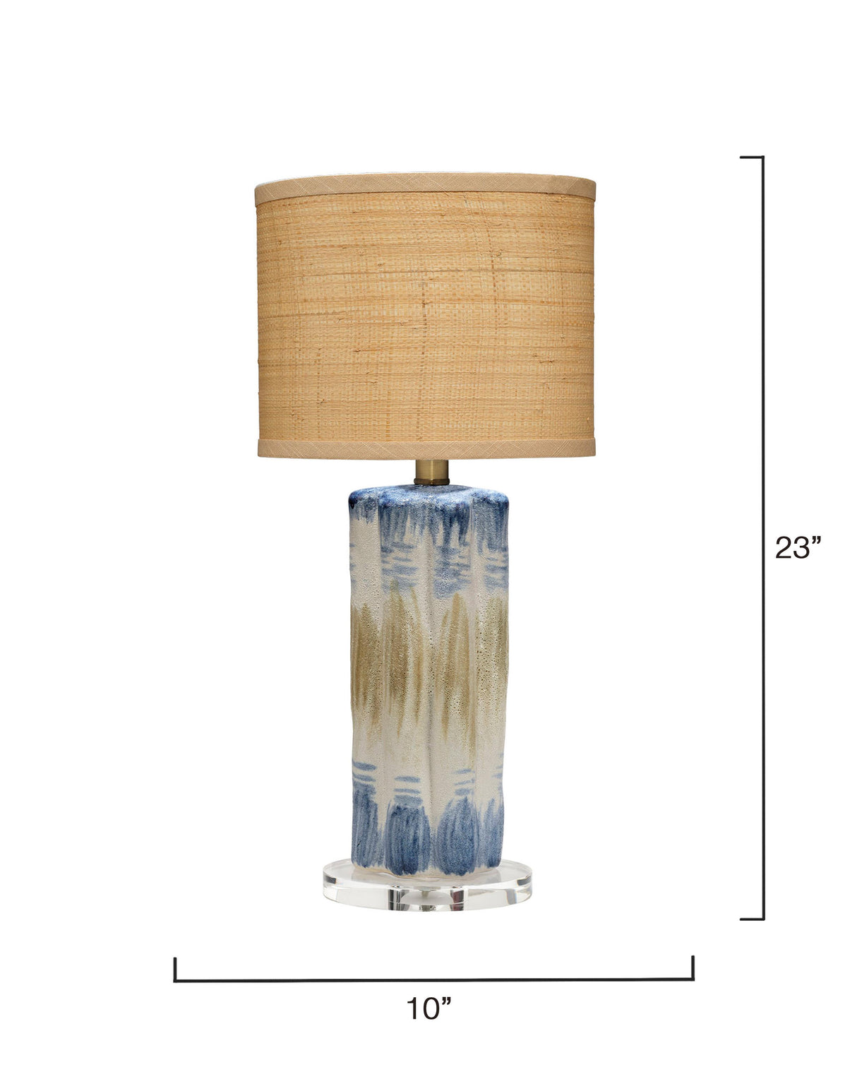 Jamie Young Abstract Ceramic Table Lamp with Raffia Shade