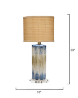 Jamie Young Abstract Ceramic Table Lamp with Raffia Shade