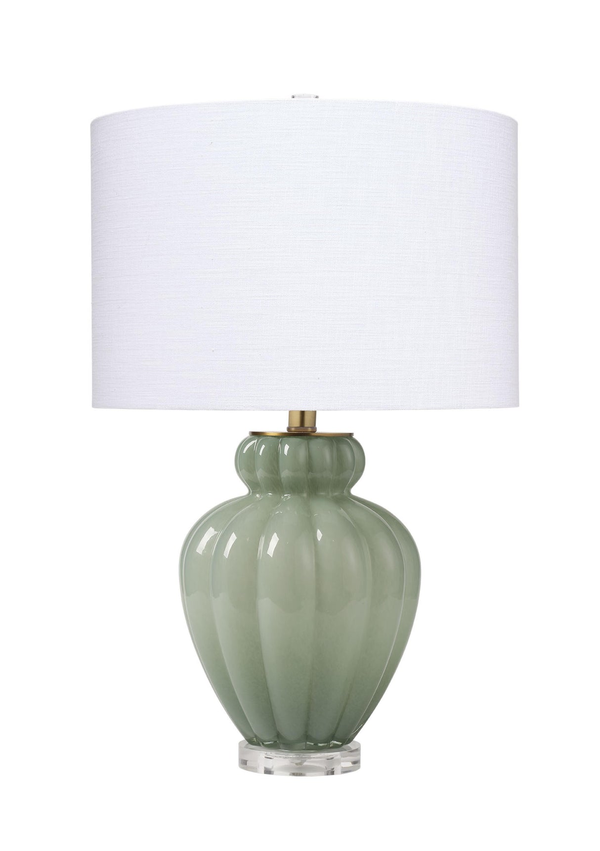 Jamie Young Agnes Blown Glass Table Lamp with Linen Shade, Celadon