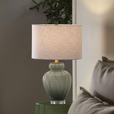 Jamie Young Agnes Blown Glass Table Lamp with Linen Shade, Celadon