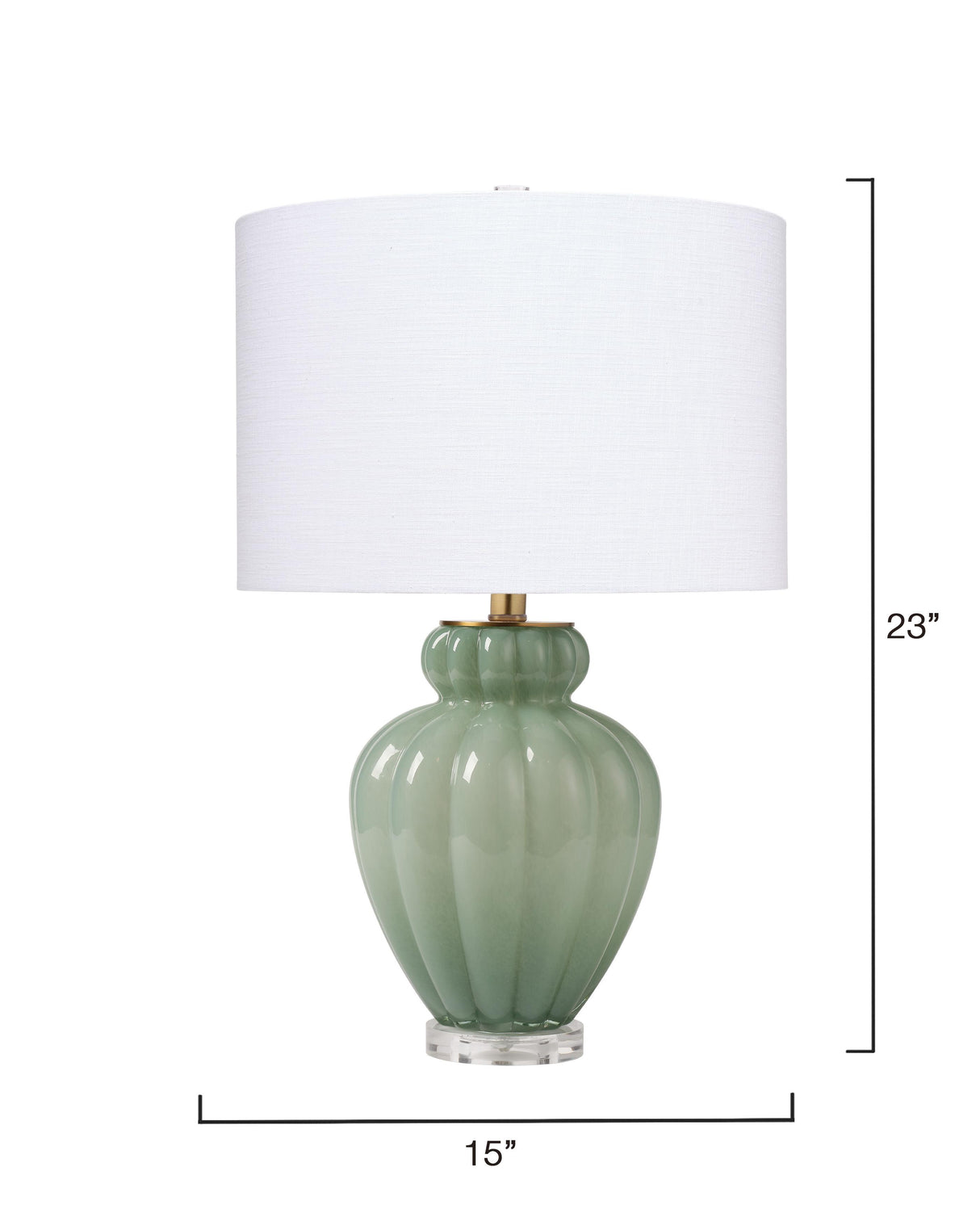 Jamie Young Agnes Blown Glass Table Lamp with Linen Shade, Celadon