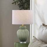 Jamie Young Agnes Blown Glass Table Lamp with Linen Shade, Celadon