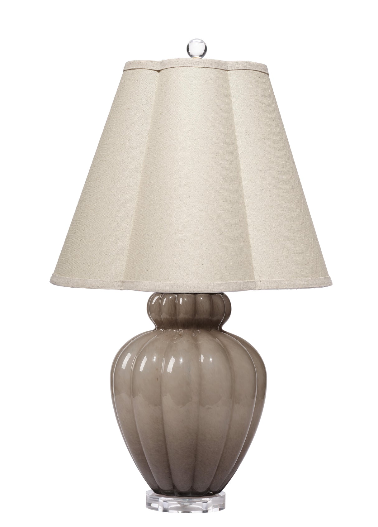 Jamie Young Agnes Blown Glass Table Lamp with Linen Scalloped Shade, Taupe