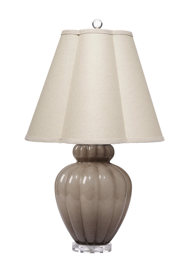 Jamie Young Agnes Blown Glass Table Lamp with Linen Scalloped Shade, Taupe