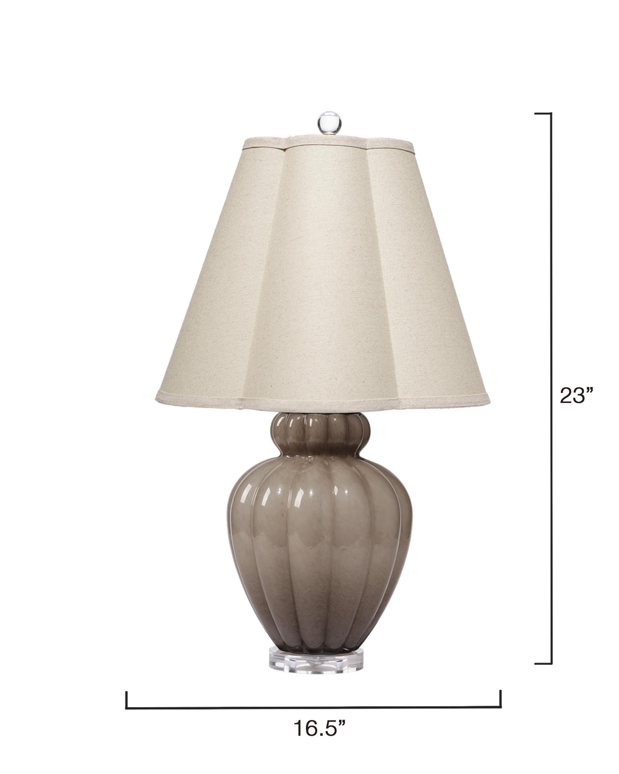 Jamie Young Agnes Blown Glass Table Lamp with Linen Scalloped Shade, Taupe