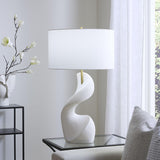 Jamie Young Cobra Ricestone Table Lamp with Linen Shade