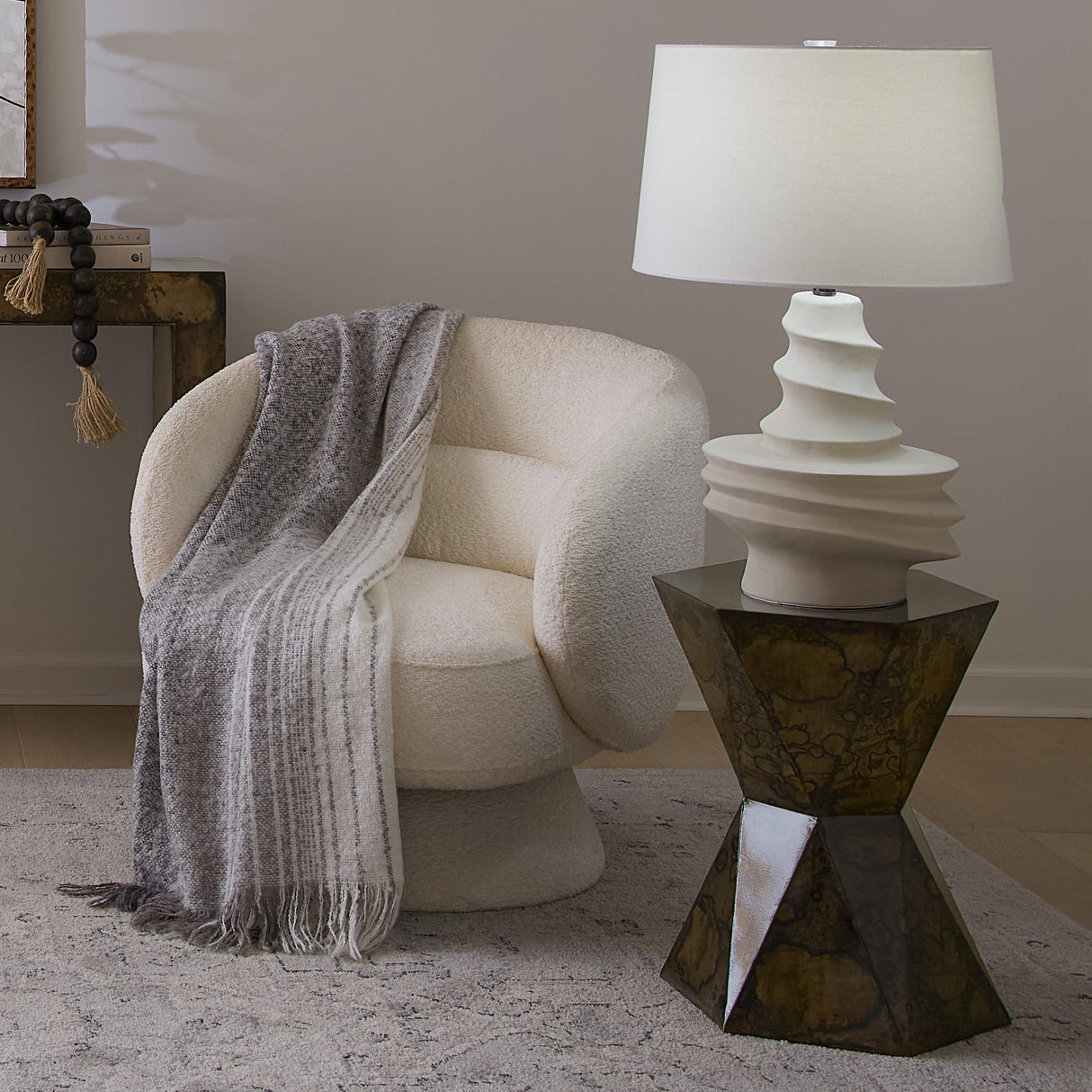 Jamie Young Dune Ceramic Table Lamp with Linen Shade