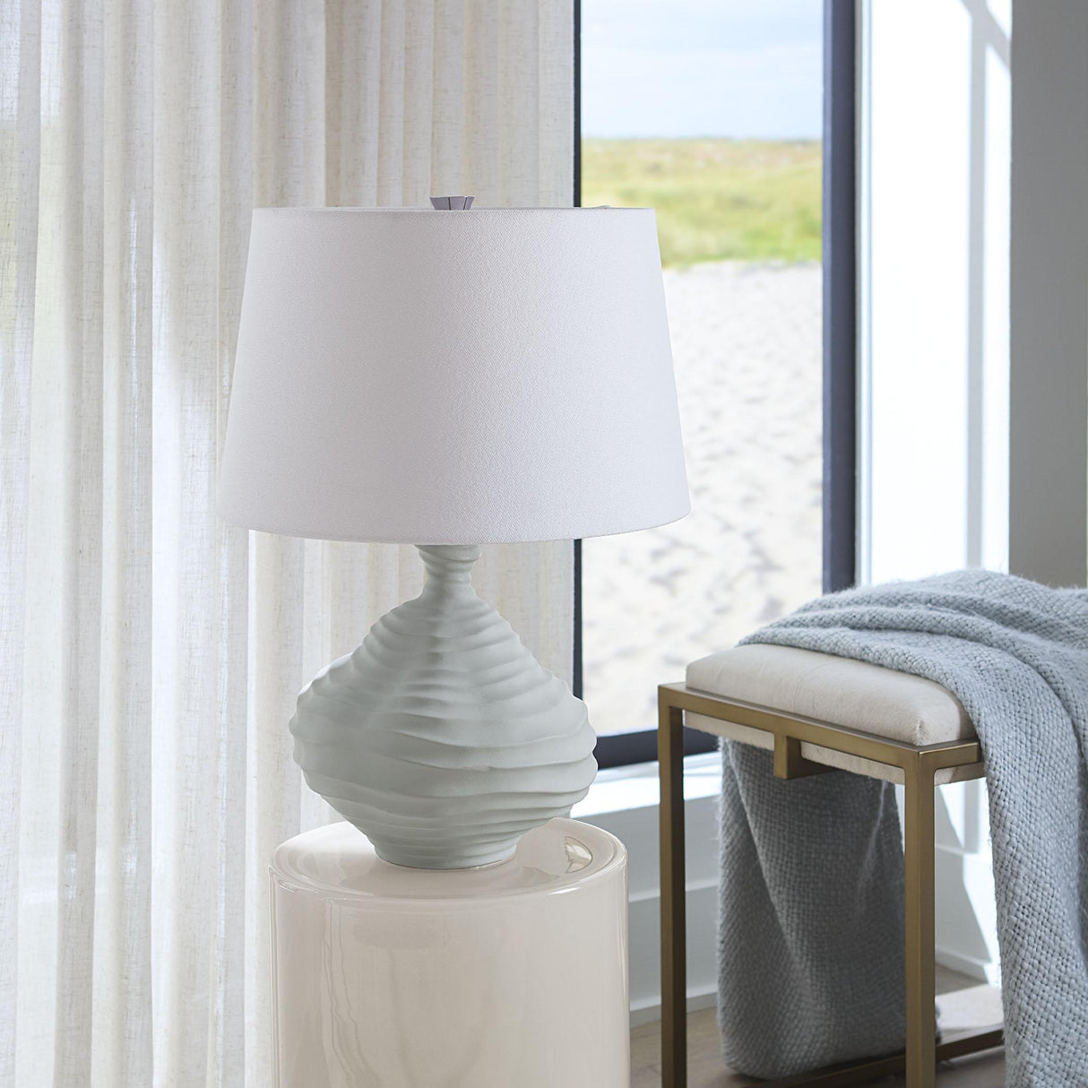 Jamie Young Oasis Ceramic Table Lamp with Linen Shade