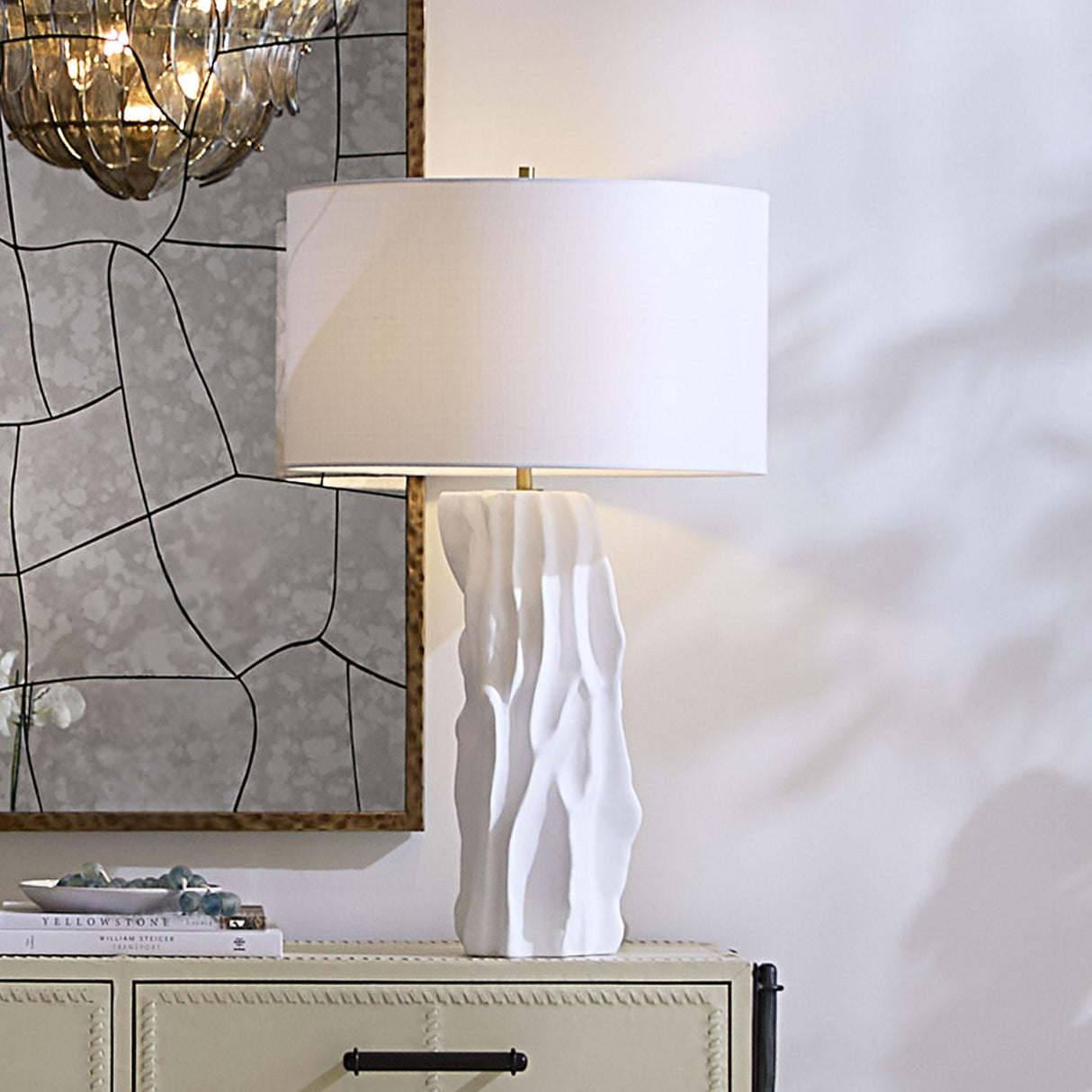 Jamie Young Sweetwood Ceramid Table Lamp with Linen Shade